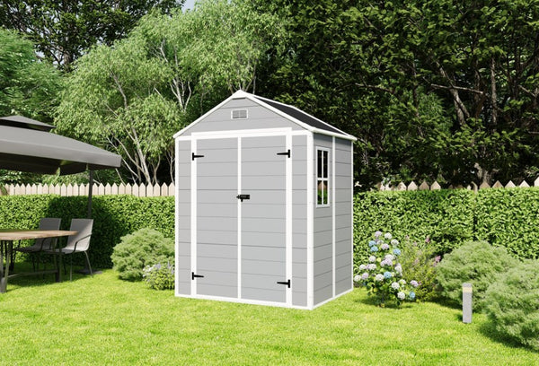 English Elm Campcraft 6x5 Ft Resin Outdoor Storage Shed with Uv Resistant Pp Panels and Lockable Door W1598S00021