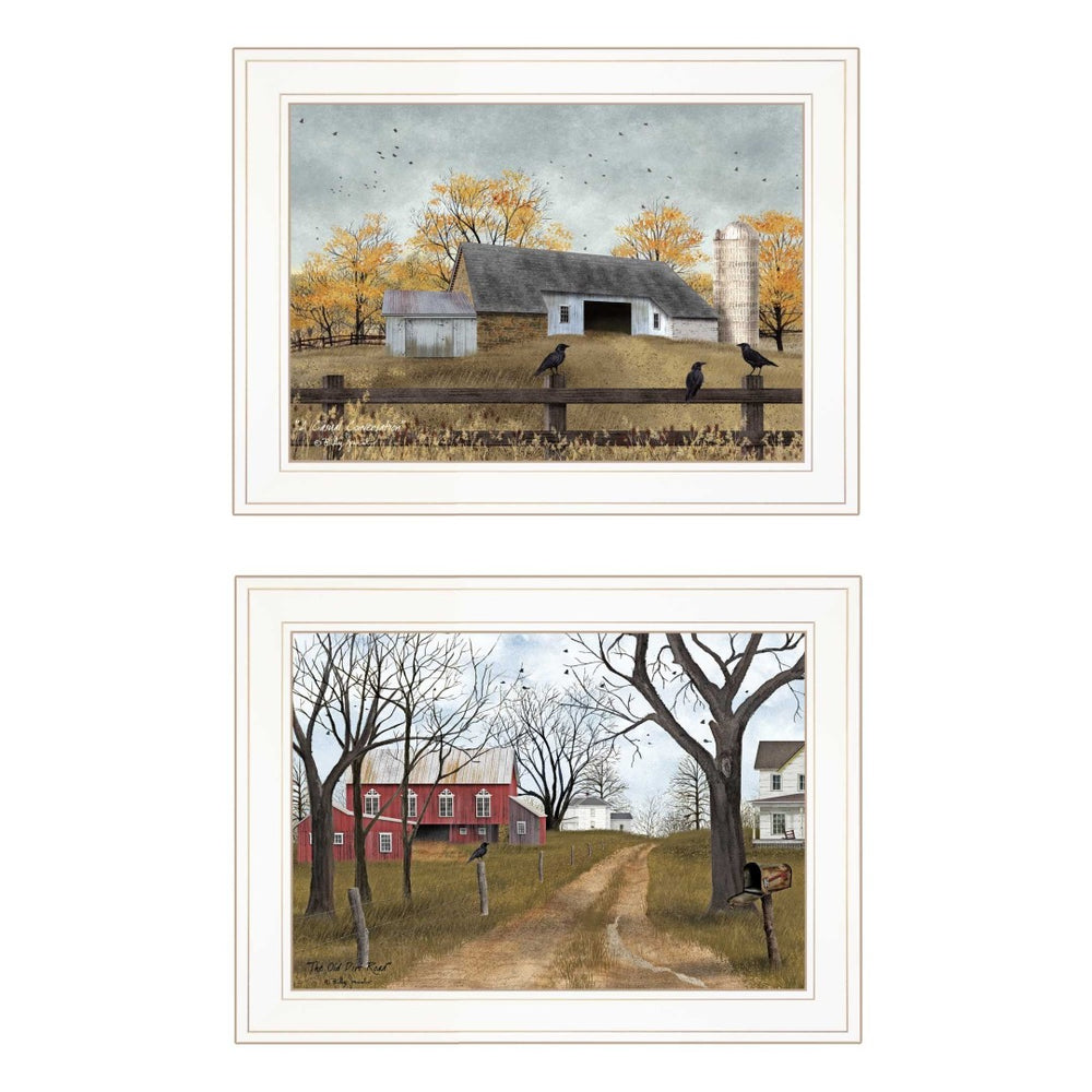 HomeRoots Set of Two Framed Country Road Prints - Stylish Wall Art for Modern & Farmhouse Decor Spaces 406638