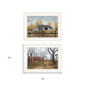 Homeroots Set Of Two Country Roads 1 White Framed Print Wall Art  Wood Product Paper Print Uv Coating 406638