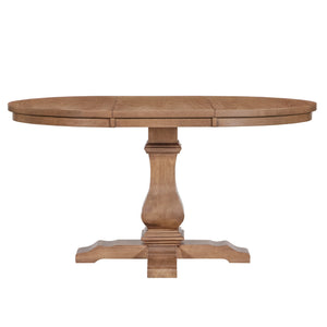 English Elm Christopher Knight Home® - Oval Rustic Walnut Extension Dining Table - Eco-Friendly Rubberwood, Elegant Pedestal Base & Leaf N771P355872T_N771P355873T