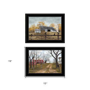 Homeroots Set Of Two Country Roads 2 Black Framed Print Wall Art  Wood Product Paper Print Uv Coating 406639