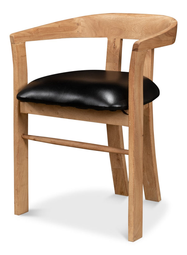 Sarreid Rift Dining Chair - Luxurious Lionskin Natural Acacia With Premium Top Grain Leather Upholstery Tan  40664