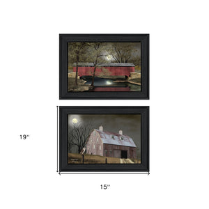 Homeroots Set Of Two Midnight Moon 2 Black Framed Print Wall Art  Wood Product Paper Print Uv Coating 406642