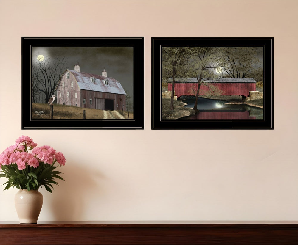 HomeRoots Midnight Moon Black Framed Print Wall Art – Striking Nature Scene for Modern Home Décor Update 406643