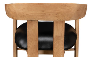 Sarreid Rift Dining Chair - Luxurious Lionskin Natural Acacia With Premium Top Grain Leather Upholstery Tan  40664