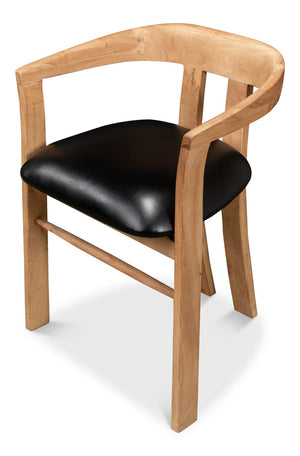 Sarreid Rift Dining Chair - Luxurious Lionskin Natural Acacia With Premium Top Grain Leather Upholstery Tan  40664