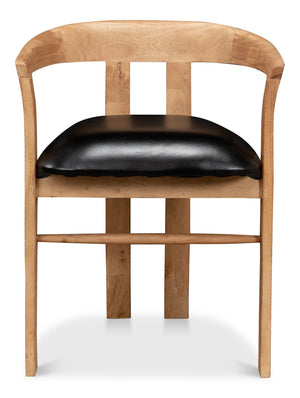 Sarreid Rift Dining Chair - Luxurious Lionskin Natural Acacia With Premium Top Grain Leather Upholstery Tan  40664