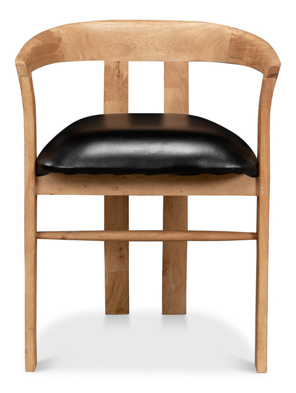 Sarreid Rift Dining Chair - Luxurious Lionskin Natural Acacia With Premium Top Grain Leather Upholstery Tan  40664