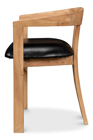 Sarreid Rift Dining Chair - Luxurious Lionskin Natural Acacia With Premium Top Grain Leather Upholstery Tan  40664