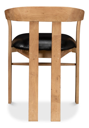 Sarreid Rift Dining Chair - Luxurious Lionskin Natural Acacia With Premium Top Grain Leather Upholstery Tan  40664