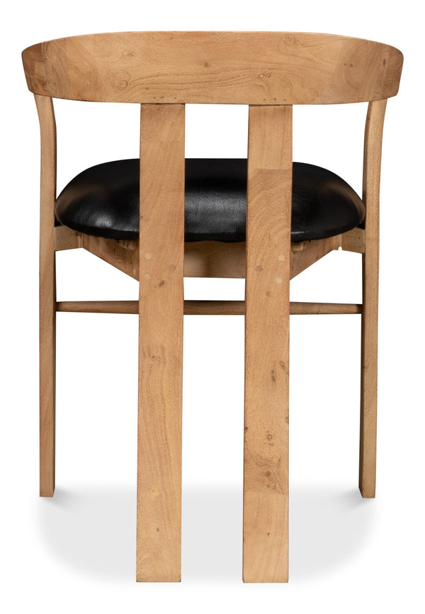 Sarreid Rift Dining Chair - Luxurious Lionskin Natural Acacia With Premium Top Grain Leather Upholstery Tan  40664
