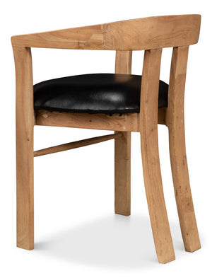 Sarreid Rift Dining Chair - Luxurious Lionskin Natural Acacia With Premium Top Grain Leather Upholstery Tan  40664