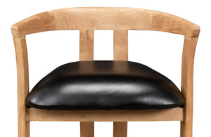 Sarreid Rift Dining Chair - Luxurious Lionskin Natural Acacia With Premium Top Grain Leather Upholstery Tan  40664