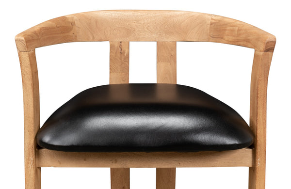 Sarreid Rift Dining Chair - Luxurious Lionskin Natural Acacia With Premium Top Grain Leather Upholstery Tan  40664