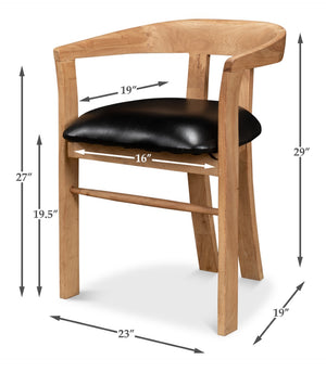 Sarreid Rift Dining Chair - Luxurious Lionskin Natural Acacia With Premium Top Grain Leather Upholstery Tan  40664