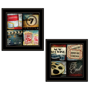 Homeroots Set Of Two At The Movies Black Framed Print Wall Art  Wood Product Paper Print Uv Coating 406651