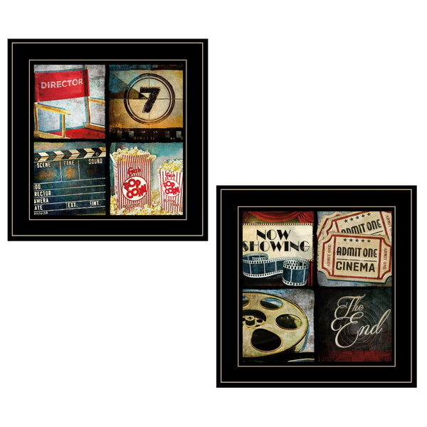 Homeroots Set Of Two At The Movies Black Framed Print Wall Art  Wood Product Paper Print Uv Coating 406651