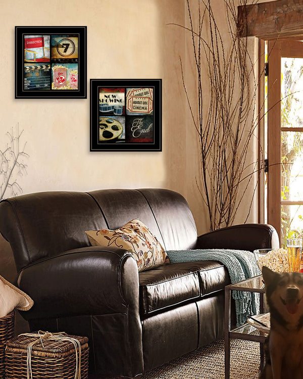 Homeroots Set Of Two At The Movies Black Framed Print Wall Art  Wood Product Paper Print Uv Coating 406651