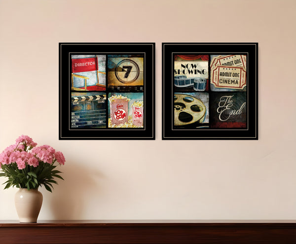 Homeroots Set Of Two At The Movies Black Framed Print Wall Art  Wood Product Paper Print Uv Coating 406651