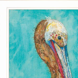 Homeroots Set Of Two Pelicans 1 White Framed Print Wall Art  Wood Product Paper Print Uv Coating 406655