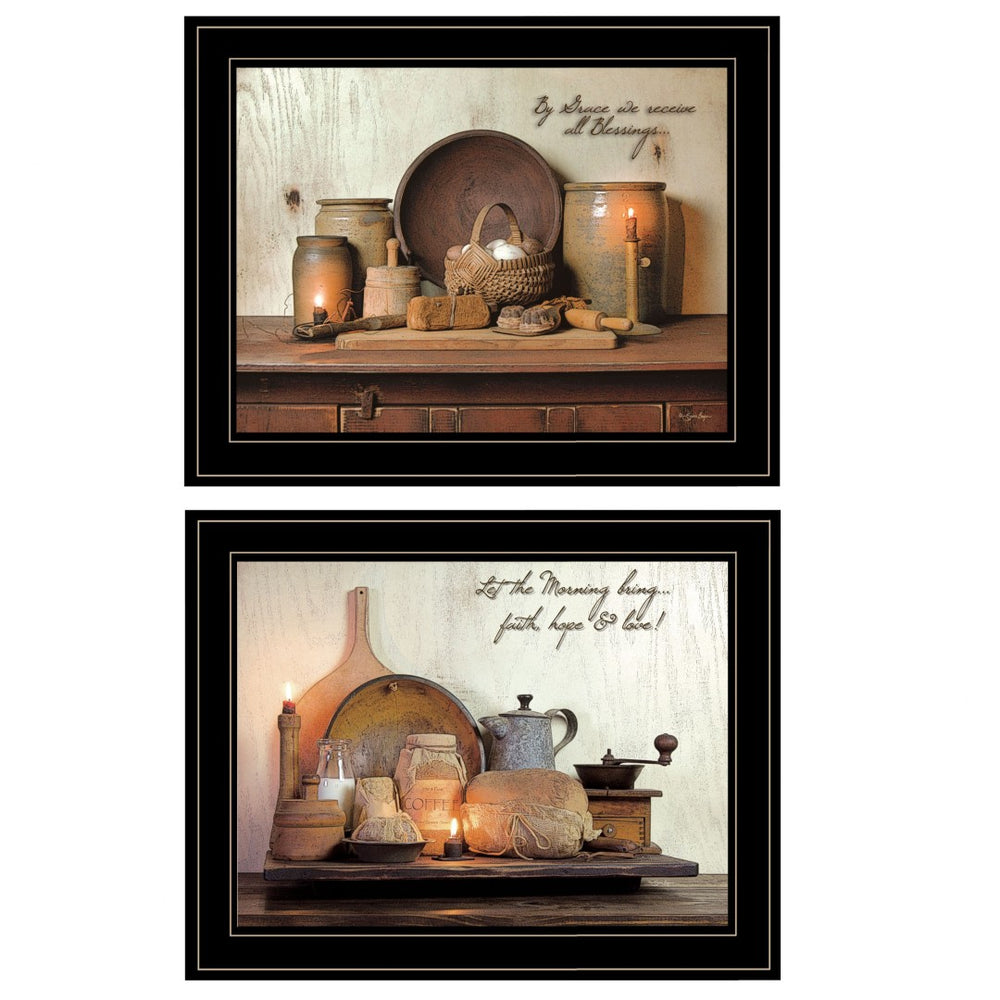 HomeRoots Set of Two Elegant Black Framed Prints – Modern Kitchen Wall Art for Stylish Home Décor Upgrade 406658