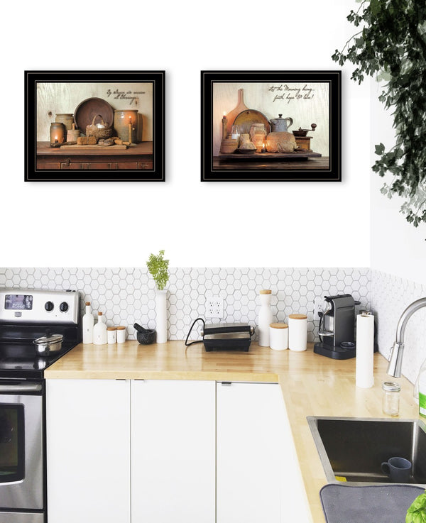 HomeRoots Set of Two Elegant Black Framed Prints – Modern Kitchen Wall Art for Stylish Home Décor Upgrade 406658
