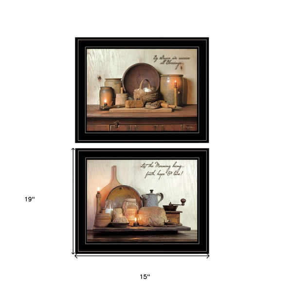 HomeRoots Set of Two Elegant Black Framed Prints – Modern Kitchen Wall Art for Stylish Home Décor Upgrade 406658