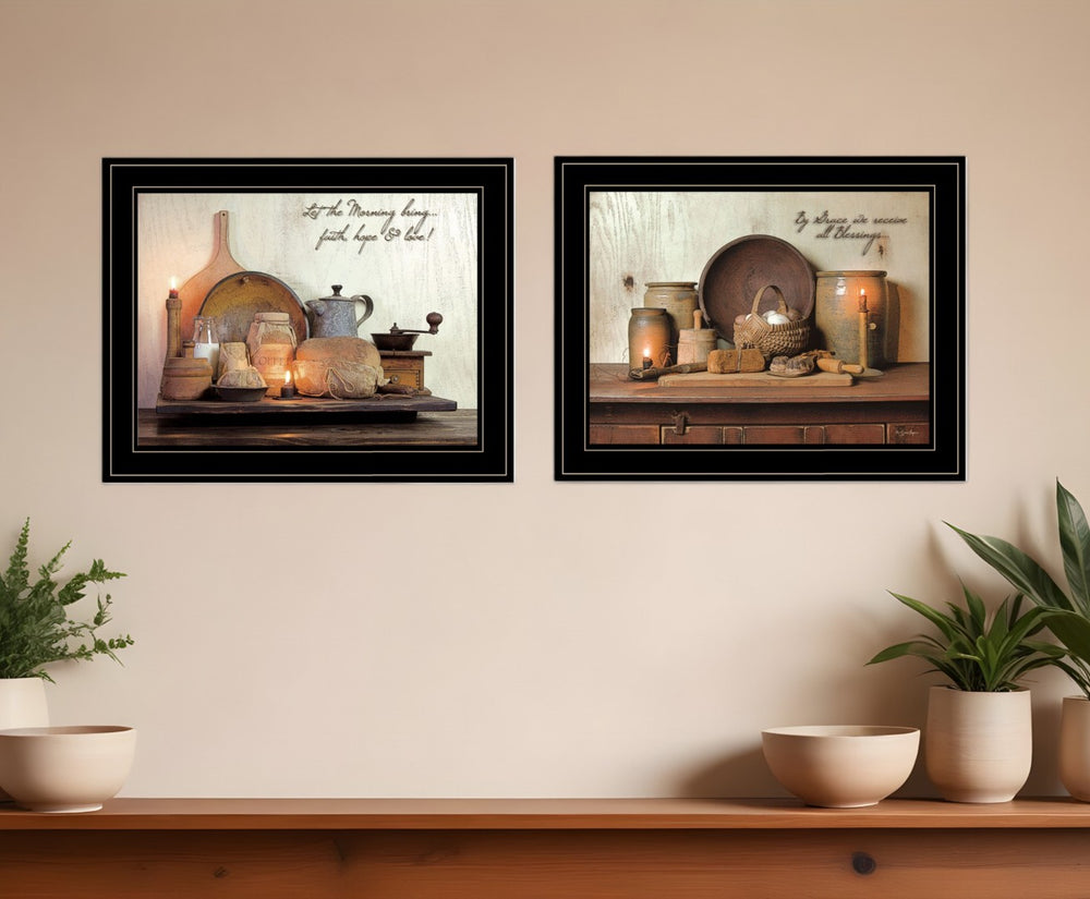 HomeRoots Set of Two Elegant Black Framed Prints – Modern Kitchen Wall Art for Stylish Home Décor Upgrade 406658