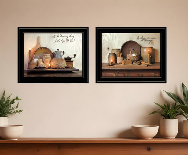 HomeRoots Set of Two Elegant Black Framed Prints – Modern Kitchen Wall Art for Stylish Home Décor Upgrade 406658