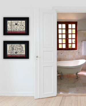 Homeroots Set Of Two Hot Bath Black Framed Print Wall Art - Stylish Bathroom Decor To Elevate Your Space  Wood Product Paper Print Uv Coating 406662
