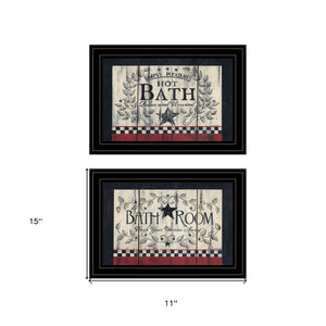Homeroots Set Of Two Hot Bath Black Framed Print Wall Art - Stylish Bathroom Decor To Elevate Your Space  Wood Product Paper Print Uv Coating 406662