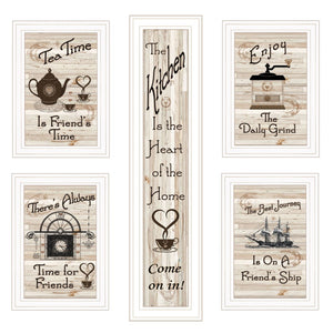 HomeRoots Set of Five Kitchen Friendship Prints - Modern Framed Wall Art for Stylish Dining Spaces 406663