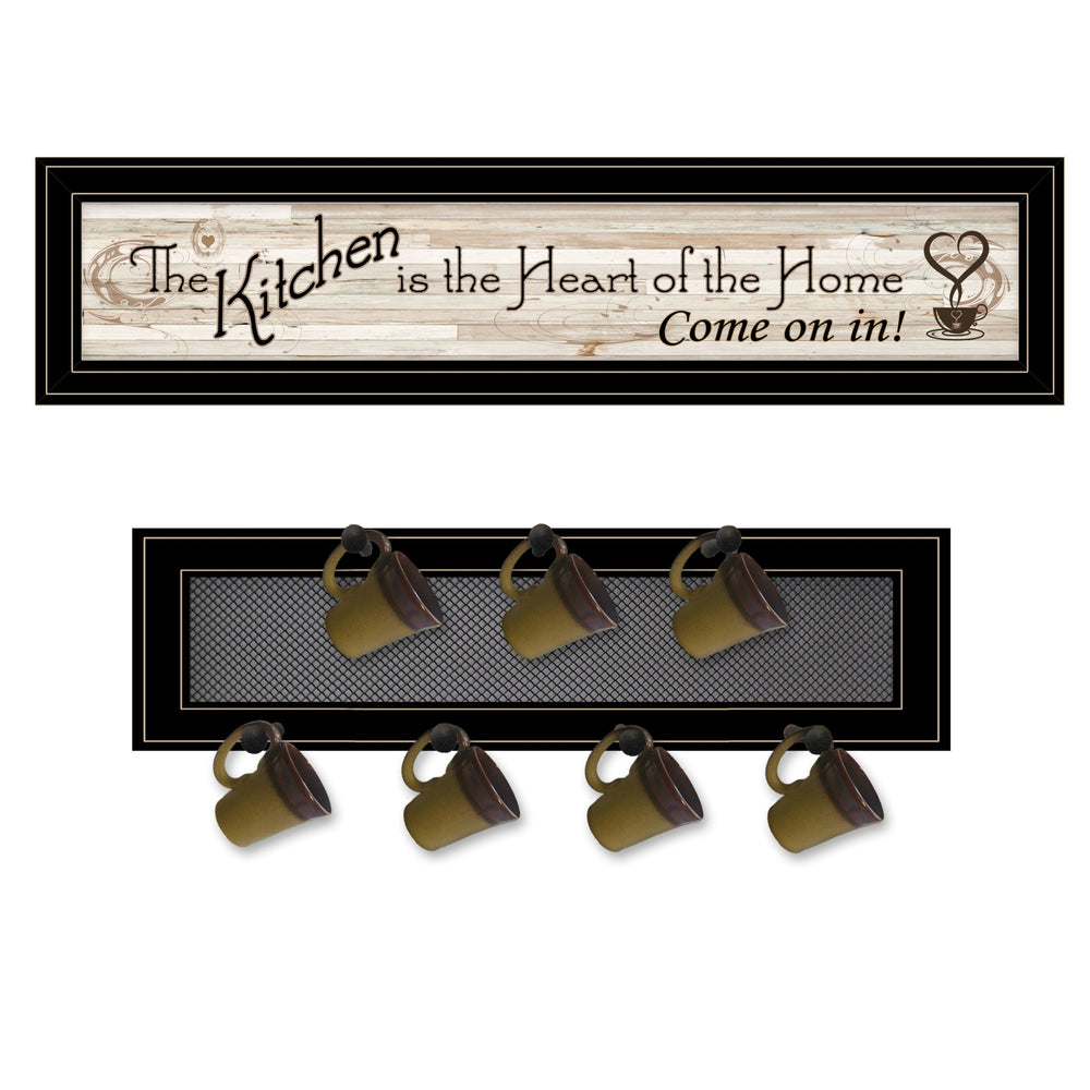 Homeroots Set Of Two Kitchen Print And Mug Rack Kitchen Wall Art  Wood Product Paper Print Uv Coating 406666