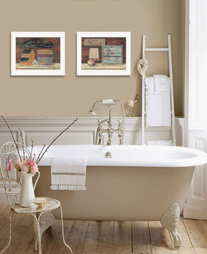 Homeroots Set Of Two Hot Bath Or Clean Towels 1 White Framed Print Bathroom Wall Art  Wood Product Paper Print Uv Coating 406671