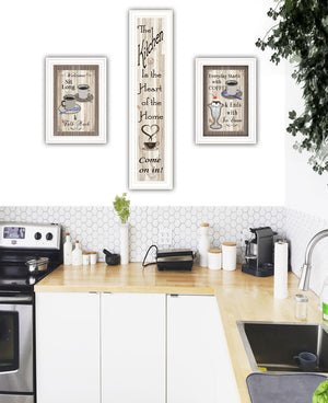 HomeRoots Set of Three Inviting White Framed Kitchen Wall Art Prints - Heartwarming Home Decor Collection 406674