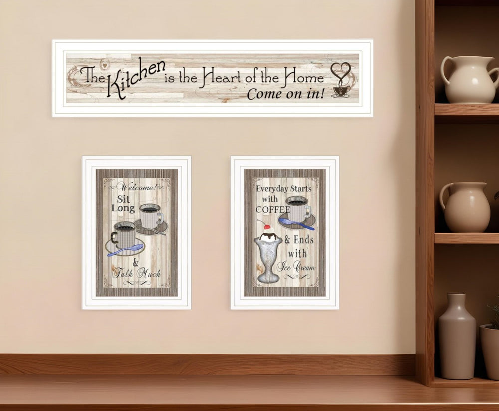 HomeRoots Set of Three Kitchen Framed Prints - Contemporary Wall Art for Heartwarming Home Décor 406676