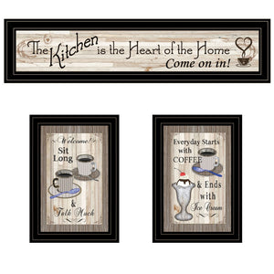 HomeRoots Set of Three Kitchen Wall Art Prints - Black Framed Decor for a Warm, Inviting Home Atmosphere 406677