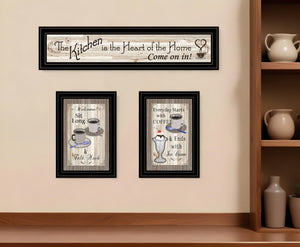 HomeRoots Set of Three Kitchen Wall Art Prints - Black Framed Decor for a Warm, Inviting Home Atmosphere 406677