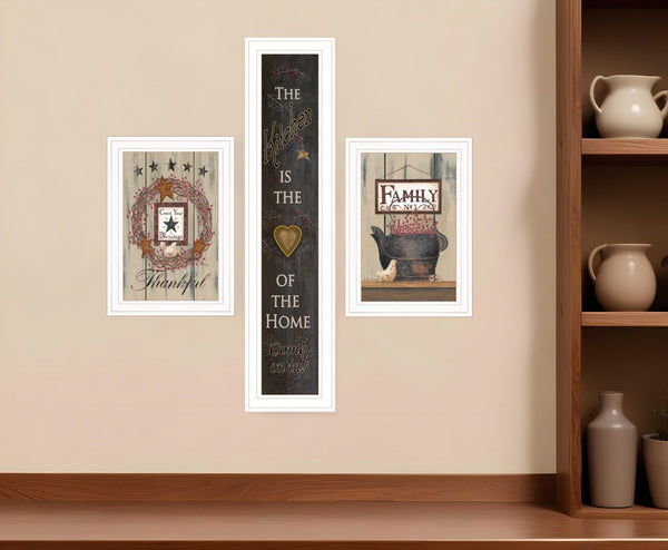 HomeRoots Set of Three Framed Kitchen Prints - Rustic Heartwarming Wall Art for Farmhouse Décor 406680