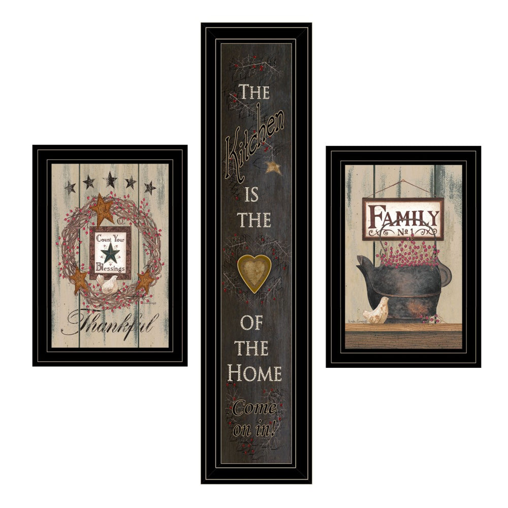 HomeRoots Set of Three Charming Black Framed Kitchen Wall Art Prints – Perfect for Home Décor Refresh! 406681