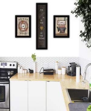 Homeroots Set Of Three The Primitive Kitchen Black Framed Print Kitchen Wall Art  Wood Product Paper Print Uv Coating 406681