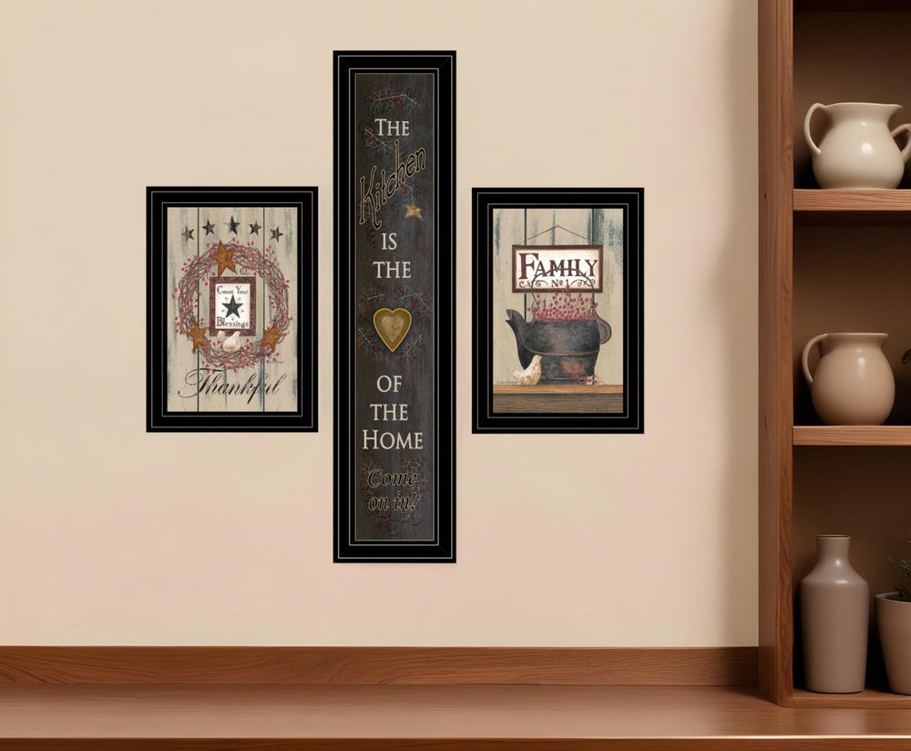 HomeRoots Set of Three Charming Black Framed Kitchen Wall Art Prints – Perfect for Home Décor Refresh! 406681