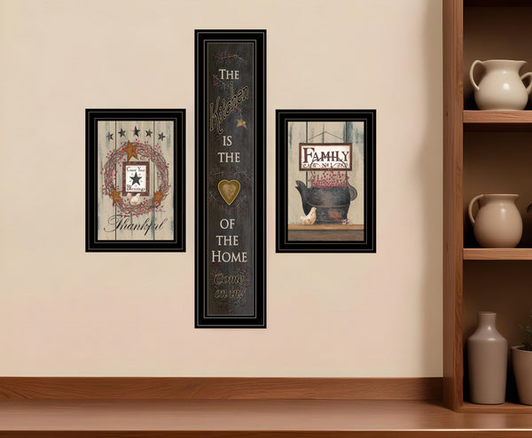Homeroots Set Of Three The Primitive Kitchen Black Framed Print Kitchen Wall Art  Wood Product Paper Print Uv Coating 406681