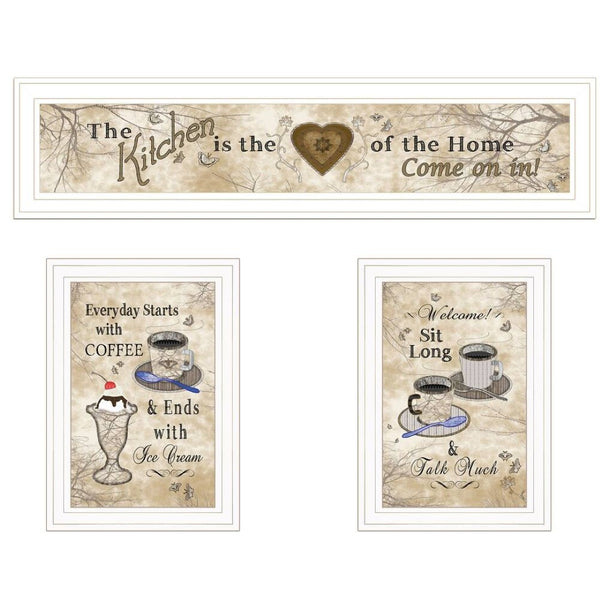 HomeRoots Set of Three Nature-Inspired Kitchen Framed Prints - Charming Wall Art for Home Decor Refresh 406682