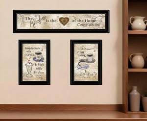 HomeRoots Set of Three Love of Nature Kitchen Black Framed Prints - Heartwarming Wall Art for Your Home 406683