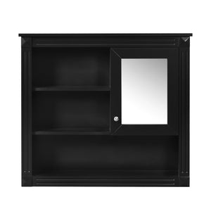 English Elm 32'' Bathroom Wall Cabinet Mirror — 32-inch Wall-Mounted Medicine Cabinet with Adjustable Shelves for Streamlined Bathroom Storage and Stylish Organization Black N710P254922B