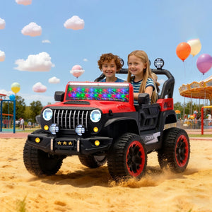 English Elm 24v Two Seat Kids Ride on Car with 4wd Motor Remote Control and Led Lights W509P378206
