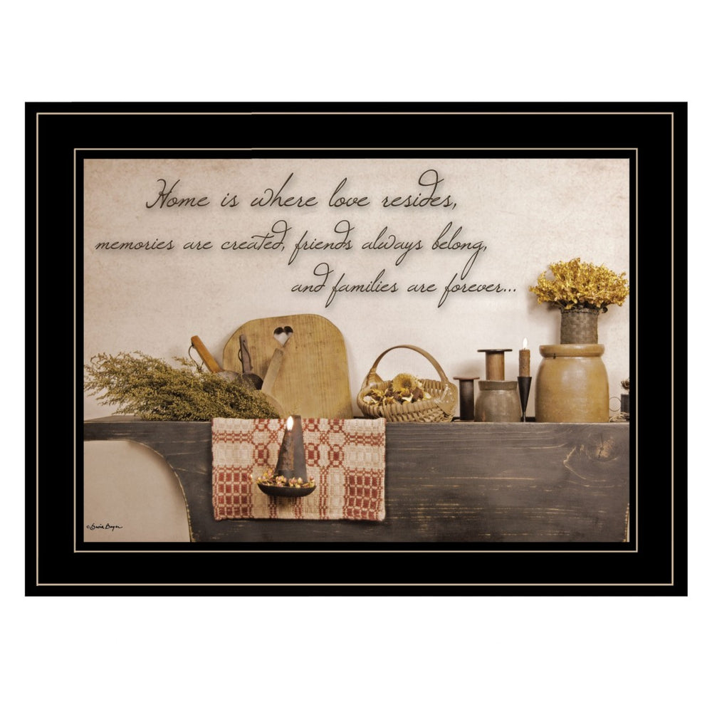 HomeRoots Home is Where Love Resides - Stylish Black Framed Print for Kitchen Wall Art & Heartfelt Décor 406724