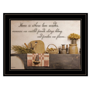 HomeRoots Home is Where Love Resides - Stylish Black Framed Print for Kitchen Wall Art & Heartfelt Décor 406724