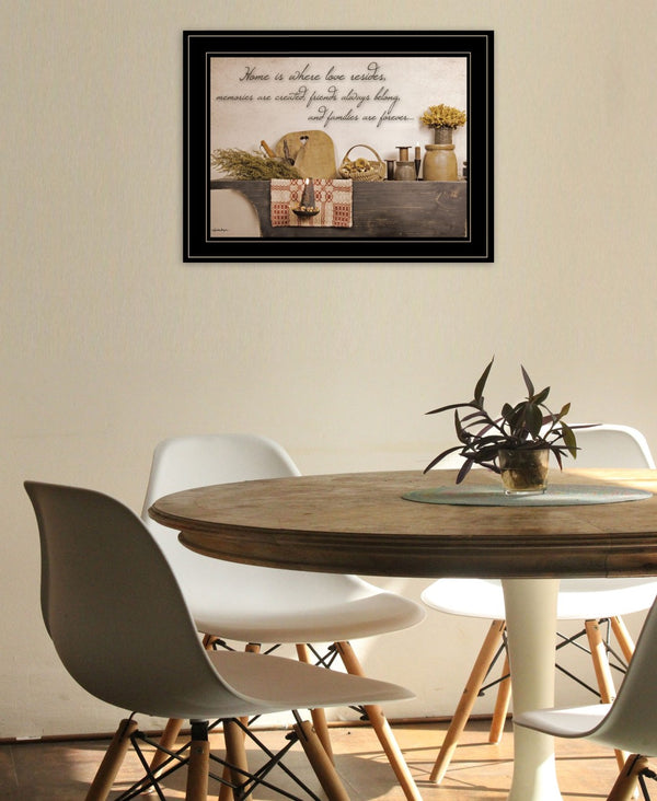 HomeRoots Home is Where Love Resides - Stylish Black Framed Print for Kitchen Wall Art & Heartfelt Décor 406724